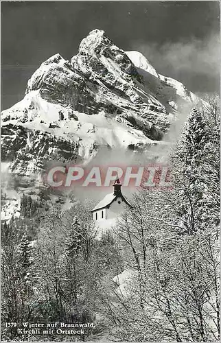 Moderne Karte Winter auf Braunwald Kirchbli mit Ortskock