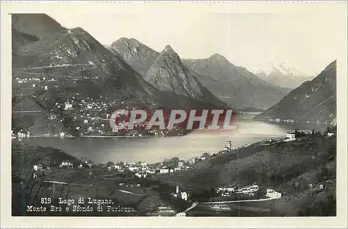 Moderne Karte Lago di Lugano Monte Bre e Sfondo di Porlezza