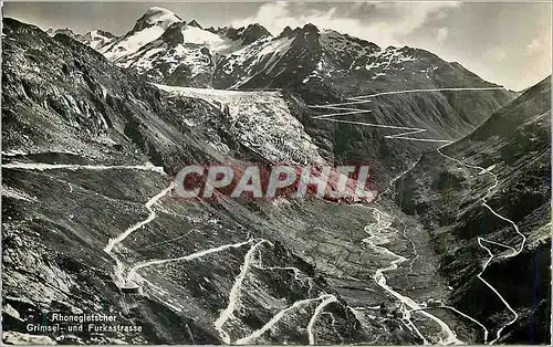 Moderne Karte Rhonegletscher Grimsel und Furkastrasse