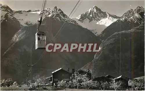 Moderne Karte Raron Unterbach Jolligletscher Wilerhorn Bletschhorn Luftseilbahn Teleferique