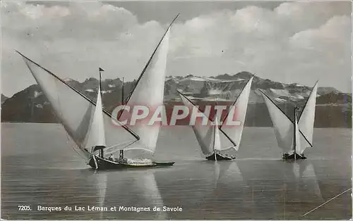 Moderne Karte Barques du Lac Leman et Montaagnes de Savoie Bateaux