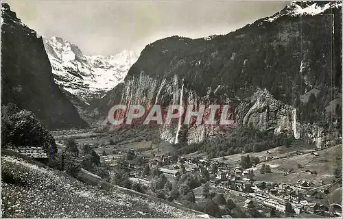 Moderne Karte Suisse Vallee de Lauterbrunnen et la Cascade de Staubbach