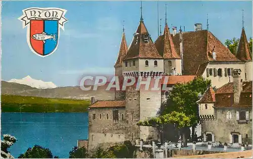Cartes postales moderne Nyon Le Chateau et le Mont Blanc (4810 m)