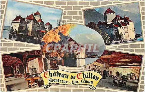 Moderne Karte Chateau de Chillon Montreux Lac Leman