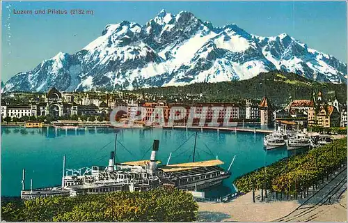 Cartes postales moderne Luzern und Pilatus (2132 m) Bateau