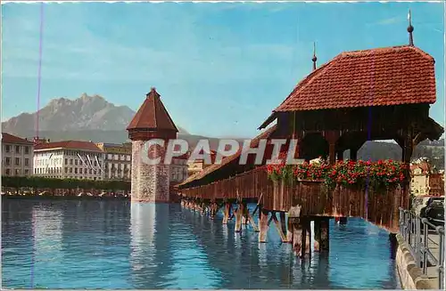 Cartes postales moderne Lucerne Pont de la Chapelle et le Pilate