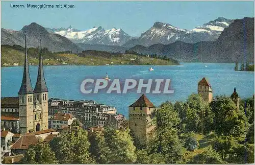 Cartes postales moderne Luzern Museggturme mit Alpen