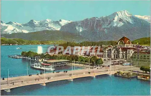 Cartes postales moderne Luzern mit den Alpen Bateau