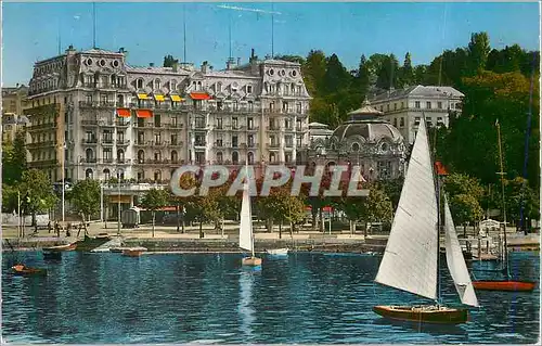 Cartes postales moderne Lausanne Ouchy Beau Rivage Palace Bateaux