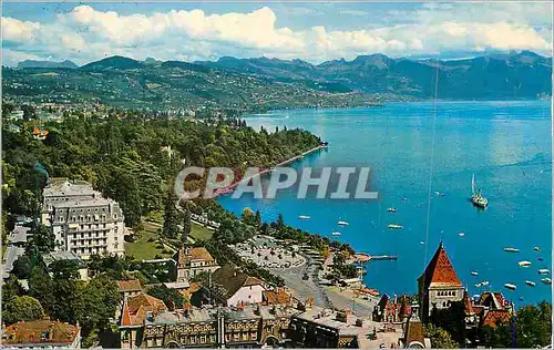 Cartes postales moderne Lausanne Ouchy Le Port et les Alpes de Savoie