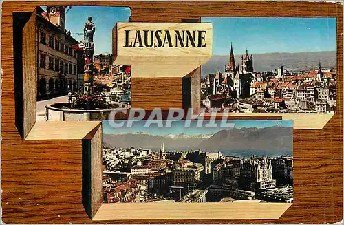 Moderne Karte Lausanne Vue Generale aerienne