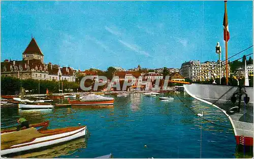 Cartes postales moderne Lausanne Ouchy Le Port et le Chateau