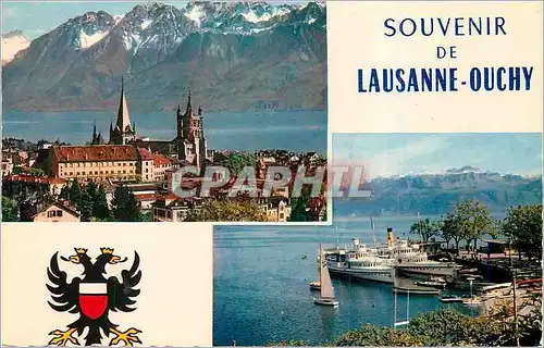Moderne Karte Souvenir de Lausanne Ouchy Bateau