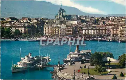 Moderne Karte Geneve Vue Generale Bateaux