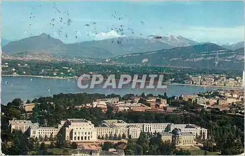 Cartes postales moderne Geneve Vue Generale du Palais des Nations Unies et la Chaine du Mont Blanc (4810 m)
