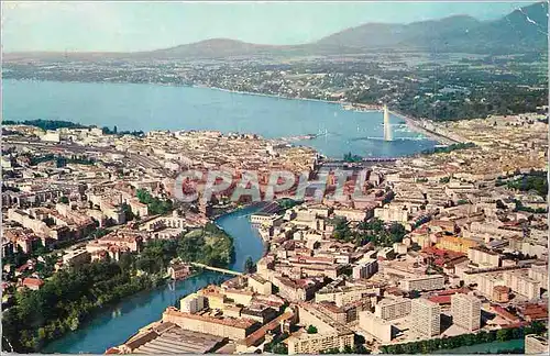 Moderne Karte Geneve Vue Generale aerienne et le Quartier de la Jonction