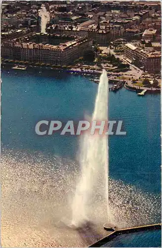 Cartes postales moderne Geneve Le Jet d'Eau (130 m) vue d'Avion