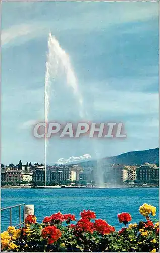 Cartes postales moderne Geneve Le Jet d'Eau 120 m et le Mont Blanc (4810 m)