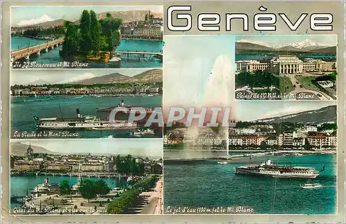 Cartes postales moderne Geneve Le Jet d'Eau 130 m Mont Blanc 4810 m Bateaux