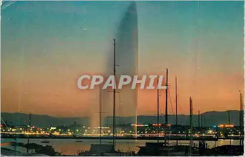 Moderne Karte Geneve Le Jet d'Eau Illuminee (130 m)