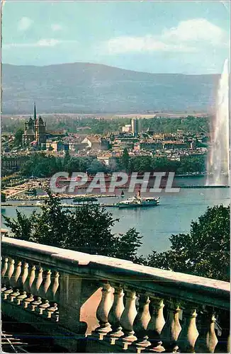 Cartes postales moderne Geneve Vue sur la Ville depuis Cologny Bateau
