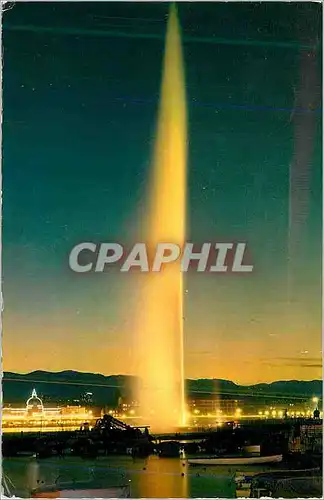 Cartes postales moderne Geneve Le Jet d'Eau 120 m La Nuit