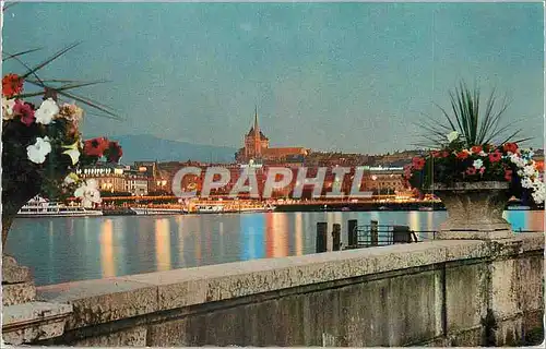 Cartes postales moderne Geneve La Rade au Crepuscule