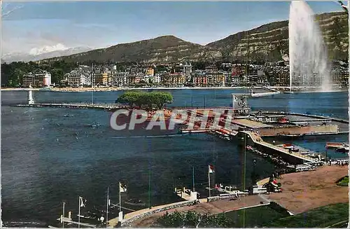 Cartes postales moderne Geneve La Jetee des Paquis Le Jet d'Eau (120 m) et le Mont Blanc (4810 m)