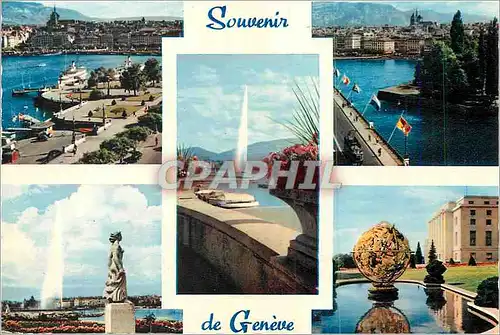 Cartes postales moderne Souvenir de Geneve La Rade Pont du Mont Blanc Le Jet d'Eau Quai Gustave Ador Palais de l'ONU