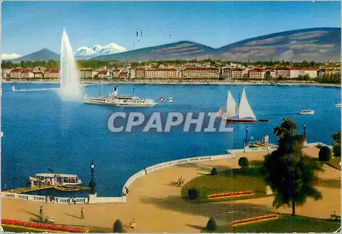 Cartes postales moderne Geneve La Rade et le Mont Blanc Bateaux