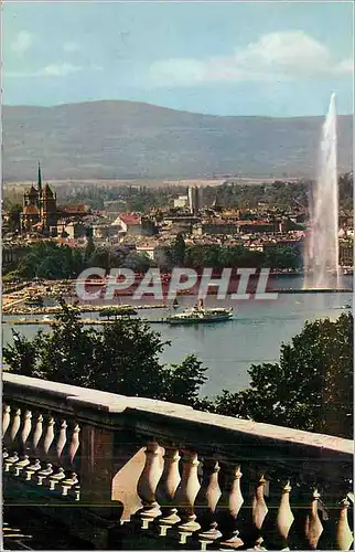 Moderne Karte Geneve Vue sur la Ville depuis Cologny