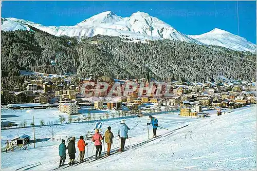 Moderne Karte Davos (1560 m) Skischule Bolgen Schatzalp Strela Schiahorner 2712 m und Parsennbahn