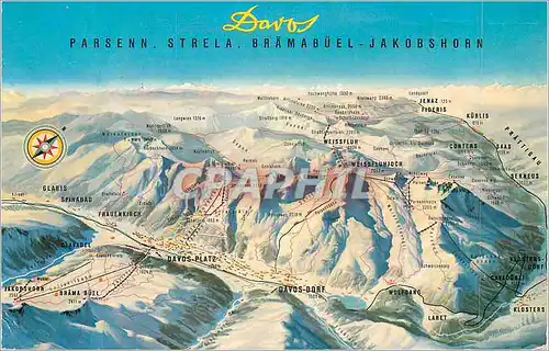 Moderne Karte Davos Parsenn Strela Bramabuel Jakobshorn