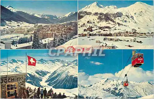 Moderne Karte Davos (1560 m) u M das Schweizerische Wintersport Zentrum