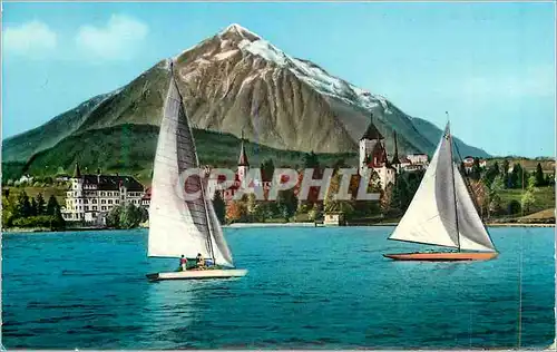 Cartes postales moderne Spiez mit Niesen (2366 m) Bateaux