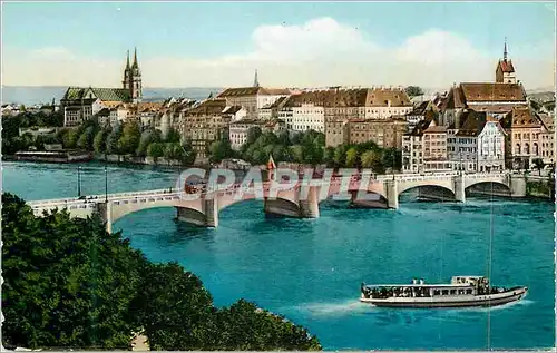 Cartes postales moderne Bale Le Pont du Milieu Bateau