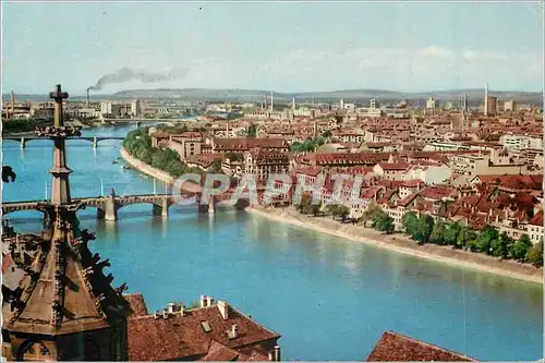 Cartes postales moderne Basel Ausblick vom Munster untere Rheinbrucken