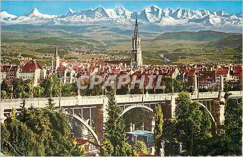 Cartes postales moderne Berne Pont de la Grenette et les Alpes