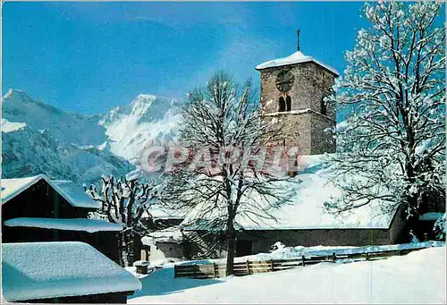 Cartes postales moderne Kirche in Adelboden Steghorn und Wildstrubel