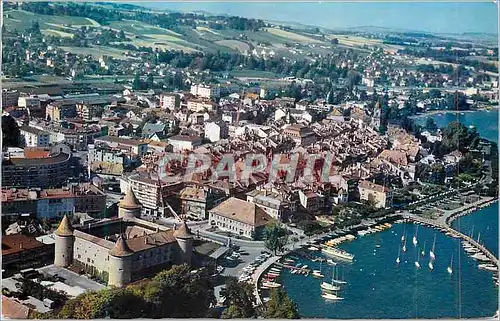 Cartes postales moderne Morges Vue aerienne du Chateau du Port et de la Ville