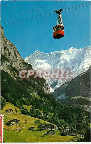 Moderne Karte Luftseilbahn Grindelwald Pfingstegg mit Fiescherhorner Teleferique