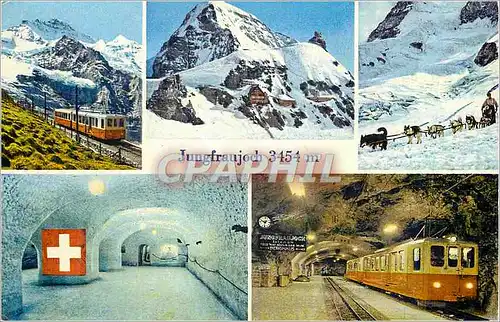 Cartes postales moderne Jungfraujoch 3454 m Jungfraubahn mit Jungfrau Observatorium und Eiger Polarhunde Eispalast Train