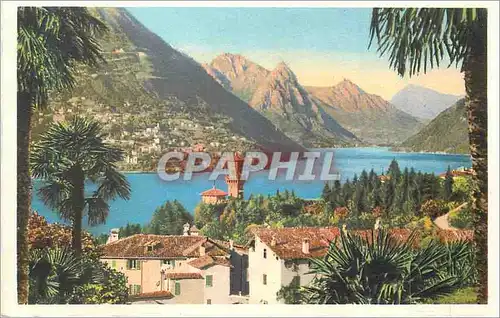 Cartes postales moderne Lugano Paradiso e Sfondo di Porlezza