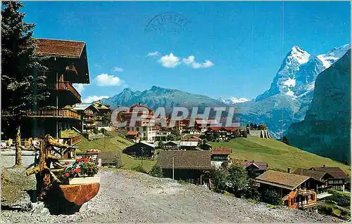 Moderne Karte Murren Dorfpartie mit Eiger