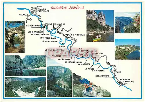 Cartes postales moderne Carte de la Descente des Gorges de l'Ardeche