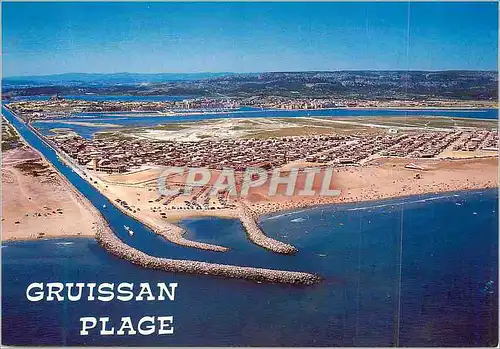 Moderne Karte Gruissan Plage (Aude) Entre mer etang et Montagne