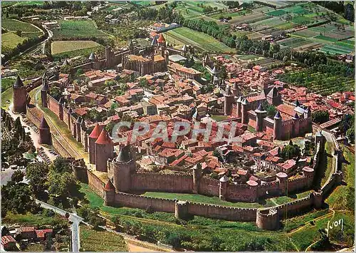 Moderne Karte Carcassonne (Aude) Couleurs et Lumiere de France Vue Generale vu du Ciel par Alain Perceval