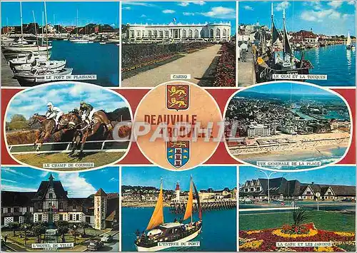 Cartes postales moderne Deauville Trouville (Calvados) La Cote Fleurie Hippisme Chevaux Bateau