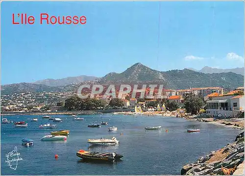 Moderne Karte L'Ile Rousse La Ville vue du Port