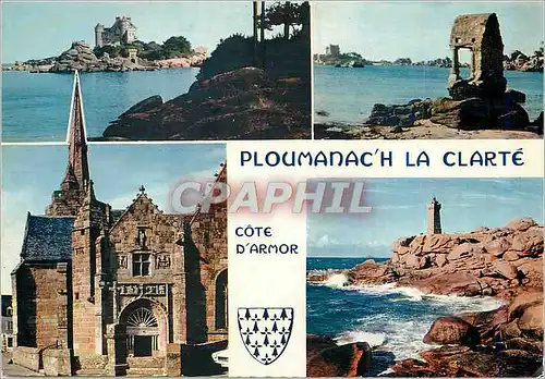 Cartes postales moderne Ploumanac'h La Clarte Cote d'Armor L'Eglise de la Clarte Le Phare L'Oratoire Saint Guirec et le